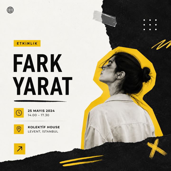 Etkinlik serisi için sarı-siyah kolaj duyuru görseli