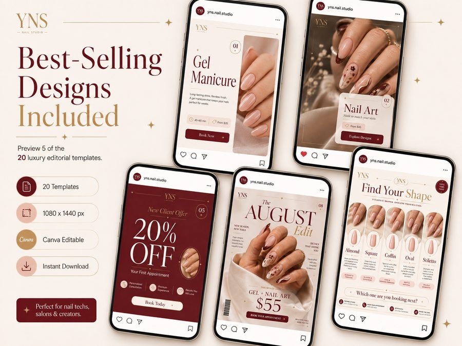 Nail salonu Instagram şablonu — Nail Studio Template önizlemesi